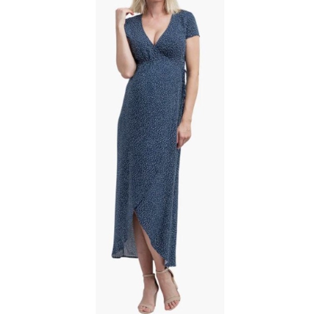Nom Maternity Dress Navy with white polka dot (L)